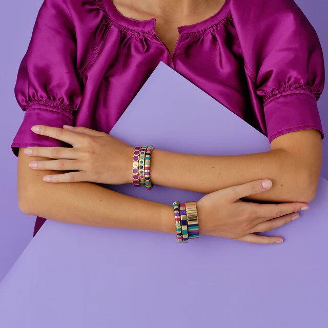 Bracelet Simone à bordeaux Colormind en métal émaillé magenta